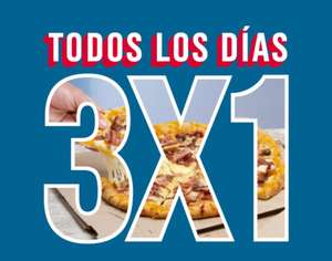 Domino's Pizza. Vuelve 3x1 en pizzas medianas y familiares TODOS LOS DÍAS (a domicilio). Hasta el 31/03