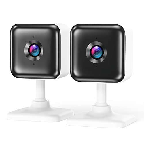 2 Camaras Vigilancia WiFi Interior, 1080P FHD, Visión Nocturna, Audio Bidireccional, Detección de Movimiento, Funciona con Alexa/Google