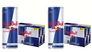 2x Red Bull Bebida Energética, Regular, 8 x 250ml. Total 16 latas. 0'78€/ud