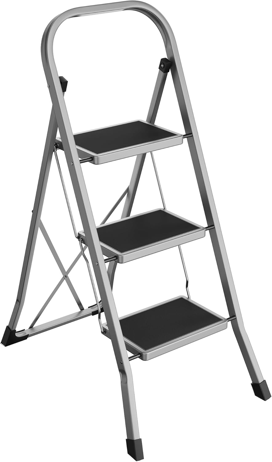 Escalera plegable de 3 peldaños SONGMICS carga 150kg bloqueo seguridad