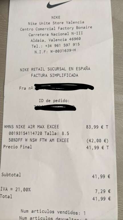 Nike air max excee (37,38,39) solo tienda física Outlet de valencia en el C.Comercial Bonaire