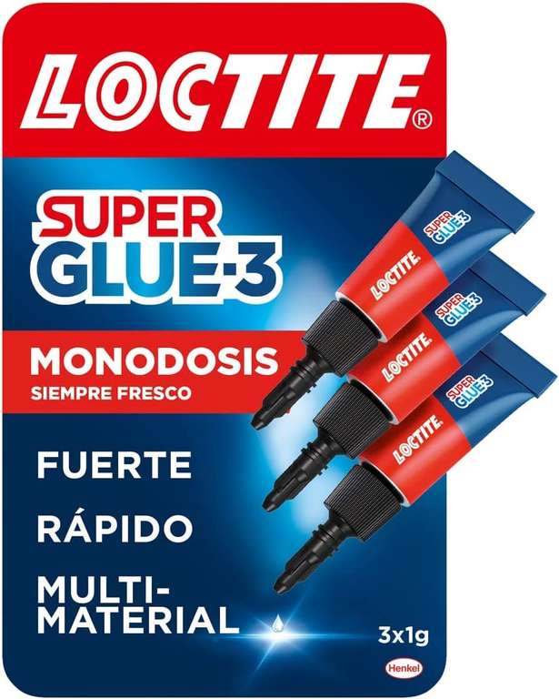 3x 1g Loctite Super Glue-3 Original Mini Trio, pegamento universal con triple resistencia, pegamento instantáneo y fuerza instantánea, 3x1 g