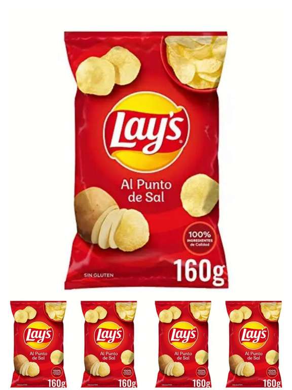 5x Lay'S Patatas Fritas Al Punto de Sal, 160g. 1'18€/ud