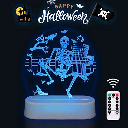 Lámpara 3D Halloween, mando a distancia, USB o pilas, 7 colores (más modelos en descripción)