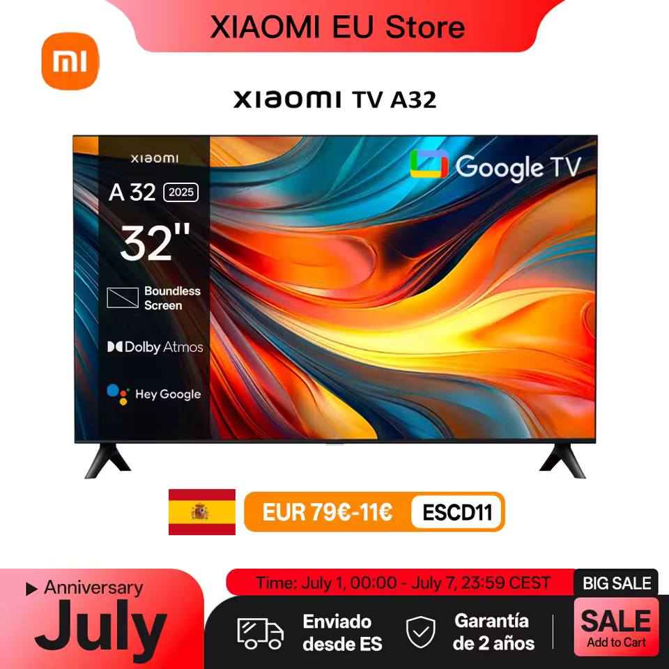 Xiaomi TV A 32 32 Pulgadas Google TV Pantalla LED Dolby Audio DTS-X L32M8-P2UE