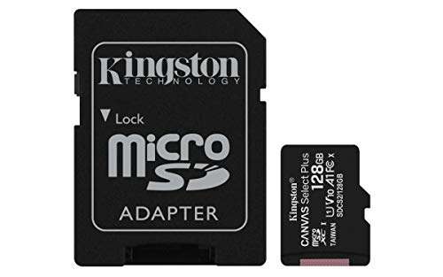 Kingston Canvas Select Plus Tarjeta microSD, SDCS2/128GB Class 10 con Adaptador SD