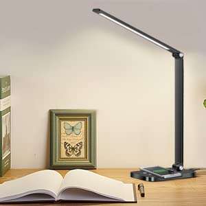 Lámpara de escritorio LED, + Cable Carga USB, 5 Niveles de brillo ajustable, Control Táctil
