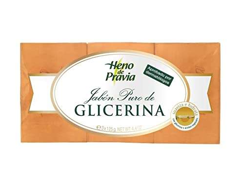 Pack 3 x 125 gr HENO DE PRAVIA jabón de manos glicerina pura, 0.8 kilograms, 375 gramo, 3