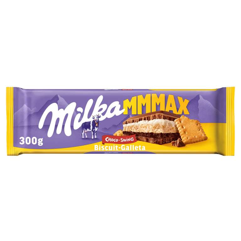 Milka MMMAX Choco Swing Tableta Grande Chocolate Leche, Galleta, Cacao, 300g acplicando el cupon