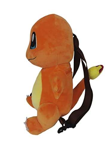 Pokémon - Mochila Infantil, Diseño Charmander, Pikachu o Squirtle, Peluche, con Cintas Ajustables y Desmontables, 36cm