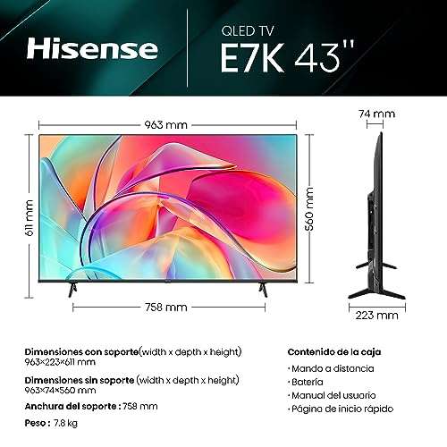 TV LED 43''  Hisense 43A6K, Smart TV, UHD 4K, Dolby Vision, Modo