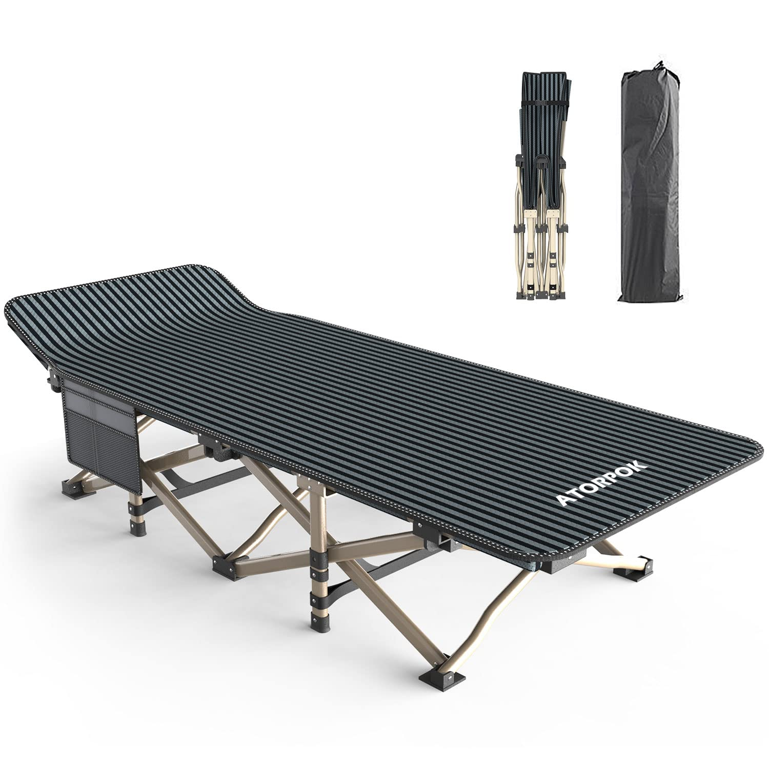 Cama de camping cama plegable hasta 200 kg, extra ancha, para exterior y jardín