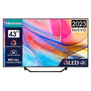 Hisense 43A7KQ QLED VIDAA Smart TV, 43" con Quantum Dot Colour, 60Hz VRR, Dolby Vision, Bluetooth y HDMI,Alexa Built-in (Nuevo modelo 2023)