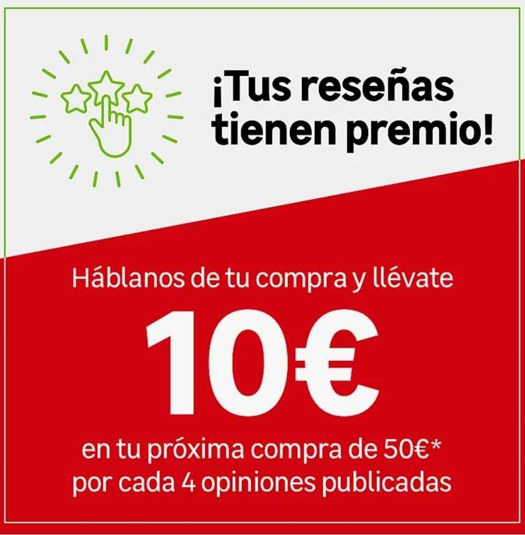 LEROY MERLÍN te dan 10€ en compras de 50€ por cada 4 opiniones publicadas.