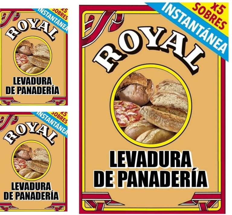 (3 UNIDADES) Royal Levadura de Panadería Instantánea en Formato Polvo 5 Sobres, 27.5g