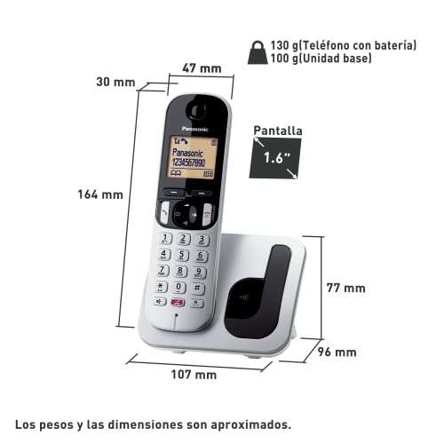Panasonic KX-TGC250 Teléfono Inalámbrico Digital para Personas Mayores con Bloqueo De Llamadas No Deseadas, Pantalla Fácil De Leer,