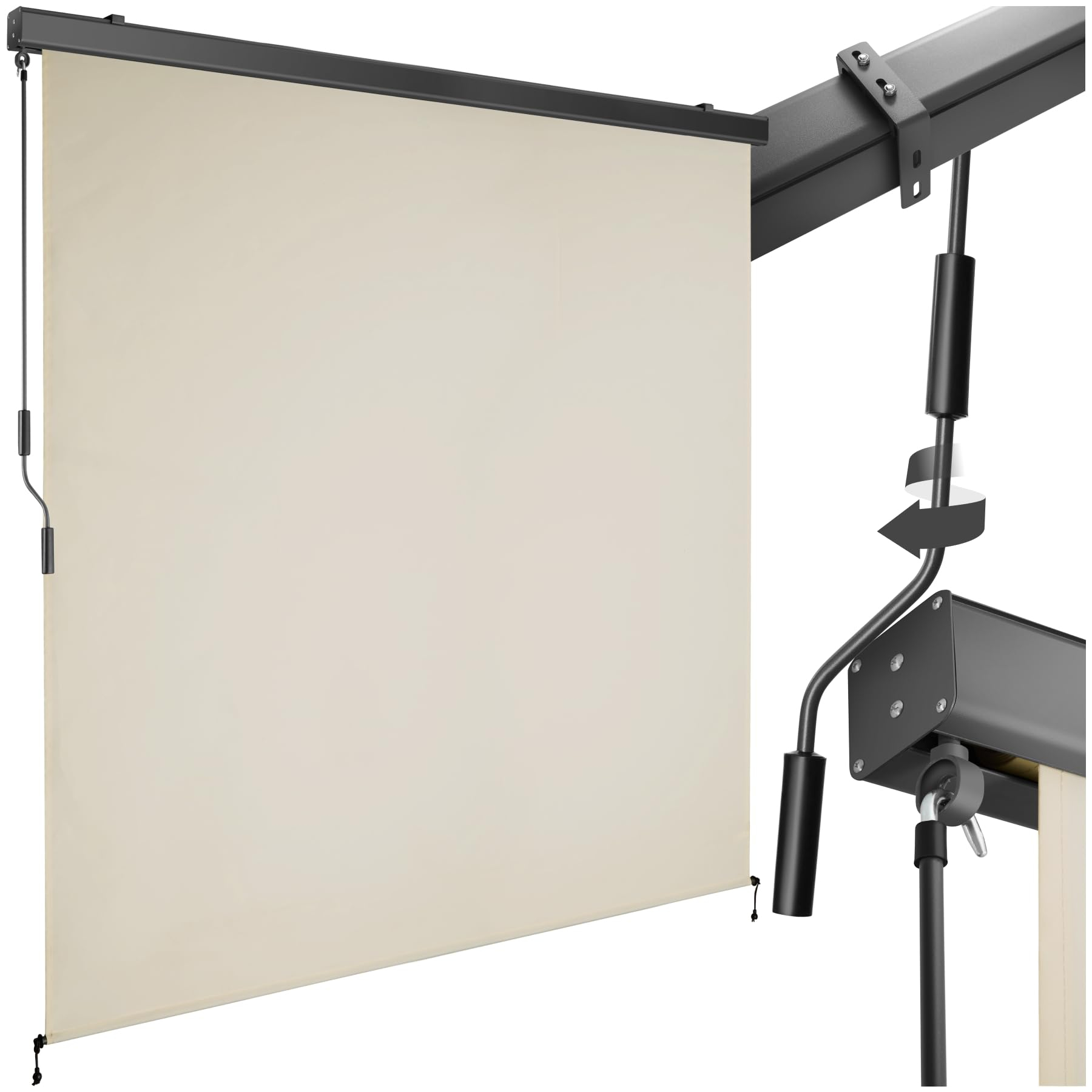 tectake toldo Vertical Exterior Enrollable con manivela, Soporte toldo, Toldos Exterior Terraza y balcón, - 180 x 250 cm Beige