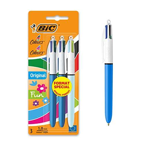 Bic Pack de 3 Bolígrafos Retráctiles Medianos de 4 Colores Surtidos