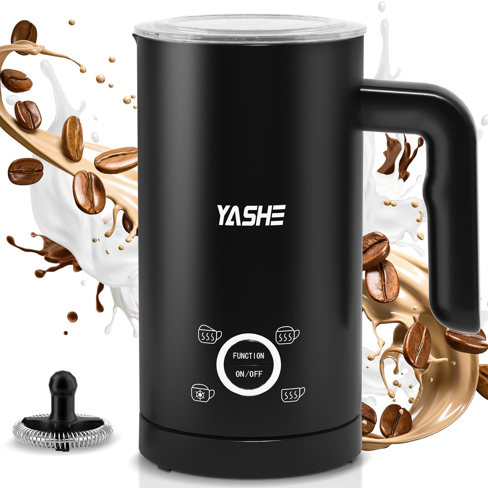 4 en 1 Espumador y Calentador de Leche Eléctrico 500W, 300ml para Espuma Caliente/Fría, para Café, Capuchino, Latte, Macchiato,Antiadherente