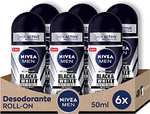 NIVEA MEN Black & White Invisible Original Roll-on pack de 6 (6 x 50 ml), desodorante antimanchas