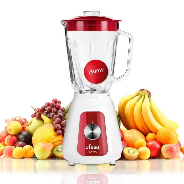 Ufesa BS4717 Ruby Red Batidora de Vaso, 1500W Potencia Max