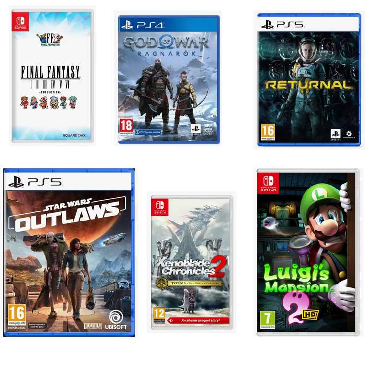 Juegos en Oferta, Final Fantasy Pixe Remaster Switch, God Of War PS5, Returnal PS5, Xenoblade Torna, NFS UNBOUND PS5, Luigi Mansion 2, ETC