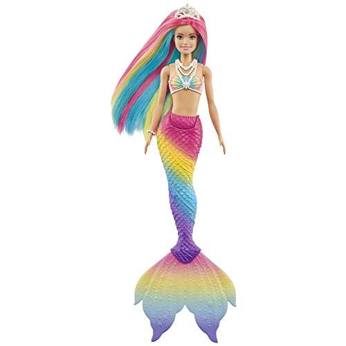 Barbie Muñeca Sirena - Función de Cambio de Color con Agua - Pelo Arcoíris y Tiara & Dreamtopia, muñeca Sirena Luces de Arcoíris