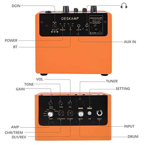 Mini amplificador guitarra 5W/4 Effectos/BT/Aux in/40 Ritmos/Afinador