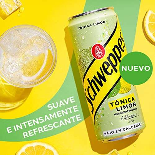 Schweppes Tónica Limón, Bebida Refrescante Baja en Calorías - Lata 33cl (5% de descuento extra por cada 4 unidades compradas)