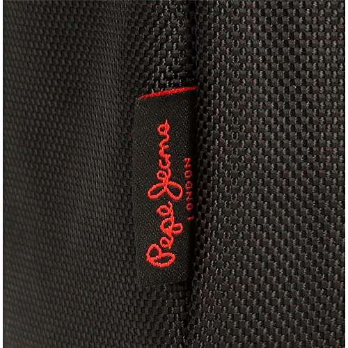 Pepe Jeans Bromley LDN Bolso de Mano Negro 24,5x15x6 cms Poliéster con detalles en Piel Sintética