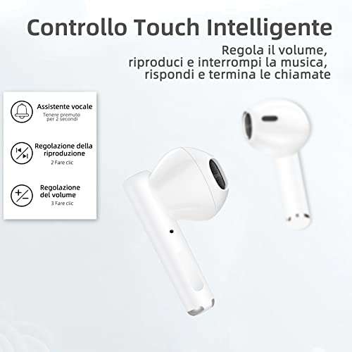 Auriculares Bluetooth 5.1 en oído con micrófono HD, IPX7 impermeable, control táctil, 35 horas de reproducción, auriculares inalámbricos