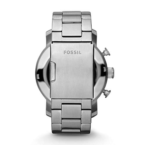 Fossil Reloj para hombre Nate, movimiento cronógrafo de cuarzo, caja de acero inoxidable negro de 50 mm con correa de acero inoxidable