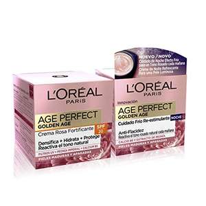 L'Oréal Paris Age Perfect Golden Age Set de Crema de Día Rosa Protección Solar 20 y Crema de Noche Fortificante, Antiarrugas y Luminosidad