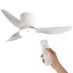 WOOX Ventilador de Techo con Luz, 86 cm (34") motor dc 30 w, LED Regulable 3000K-6000K con Mando a Distancia, Reversible, 6 Vel