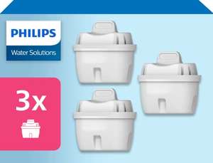 Philips Water Cartuchos de filtro de agua, pack de 3 filtros, compatible con Brita, reduce los microplásticos, cloro, cal, metales pesados