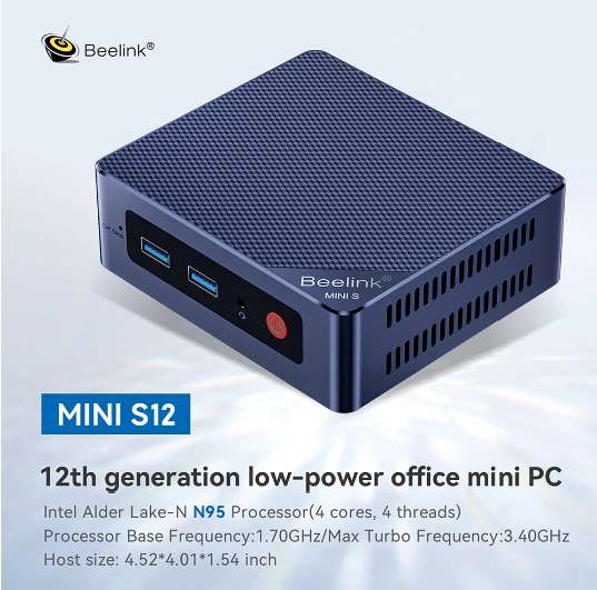 Mini PC / Beelink S12 / Intel N95 / 8GB RAM / 256GB / Win 11 PRO