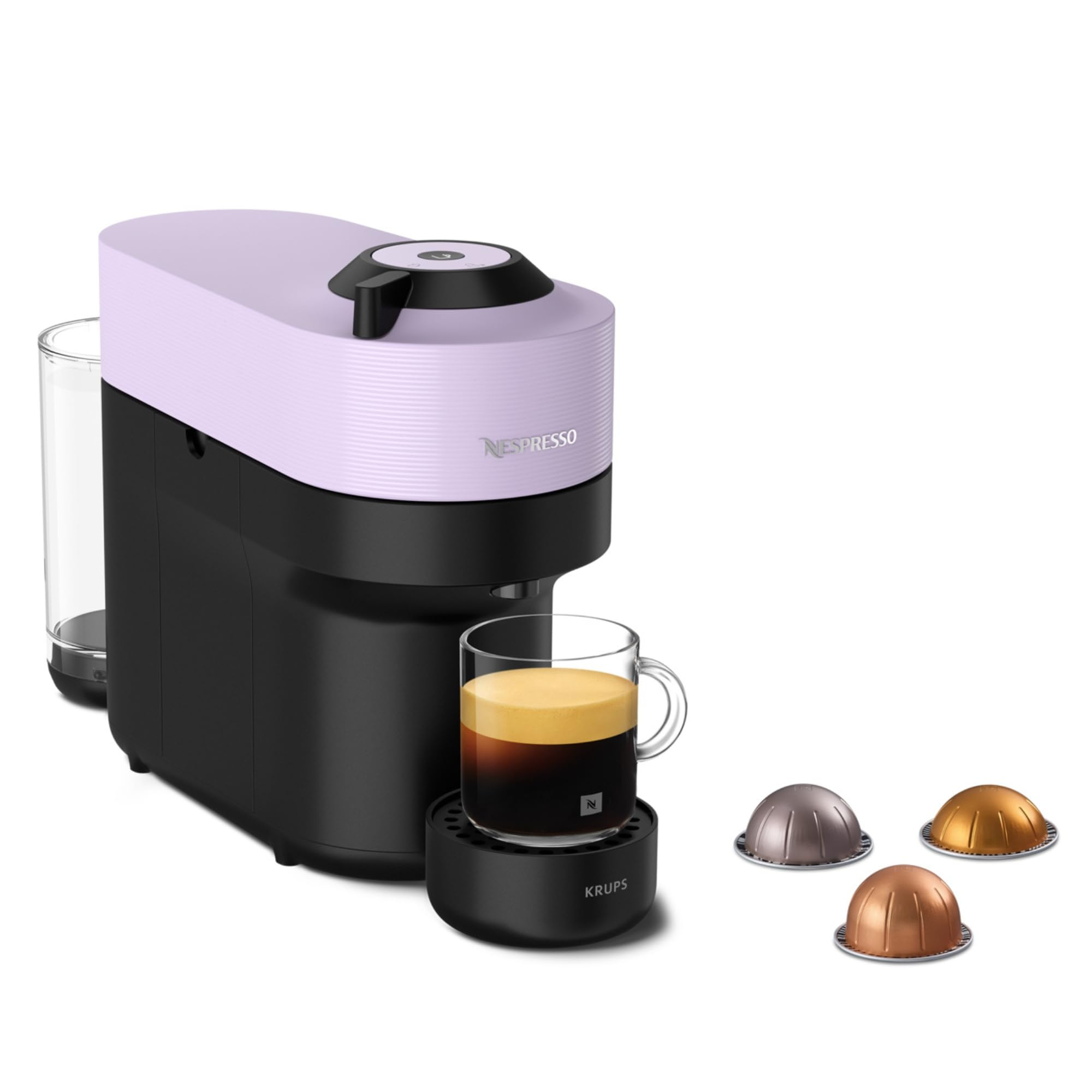 KRUPS Nespresso Vertuo Pop, Capacidad de 0,56L, Lila, Bluetooth -Wifi Amplia variedad de cafés, 4 Tamaños Taza, Conexión Bluetooth y Wi-Fi,
