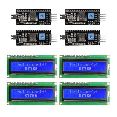 Paquete de 4 LCD 1602 (con IIC), KYYKA LCD Módulo Pantalla Retroiluminación (Arduino)