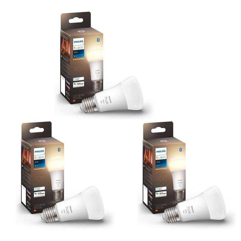 Pack 3 Bombillas Philips Hue A60 E27 compatible con Alexa y Google Home