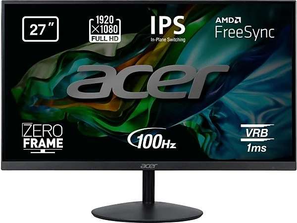 Acer SA272Ebi, 27" Full HD IPS, 1 ms, 100 Hz, 1 x HDMI(1.4) + 1 x VGA, Negro