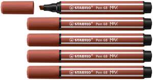 Pack de 5 rotuladores color marrón de punta robusta biselada STABILO