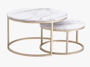 Mesa de centro con textura de mármol para sala de estar, 2 piezas