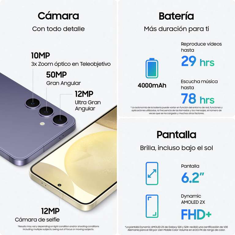 SAMSUNG Galaxy S24 y Cargador 45W, Teléfono Móvil con IA, Smartphone Android, 8 GB RAM, 256 GB + Tab S6 Lite [ 574€ para PRIME STUDENT]