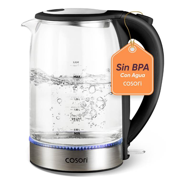 Hervidor de Agua Eléctrico de Cristal COSORI 1,7L (2200W, Sin Plásticos)