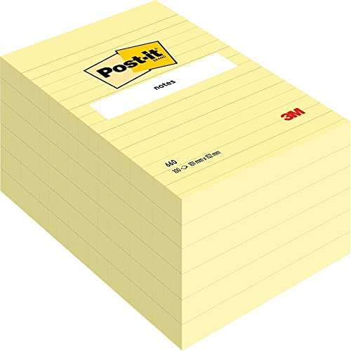 Post-It - 660 - Pack de 6 blocs de notas, 102 x 52mm, color amarillo