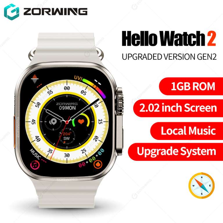 Smart Watch H11 Hello Watch 2 Zorwing GPS, NFC, aleación de titanio, Modo deportivo, 49mm Actualizado