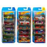 3x Hot Wheels pack de 5 coches de juguete, modelos surtidos, pack de regalo, +3 años (Mattel HNM04)