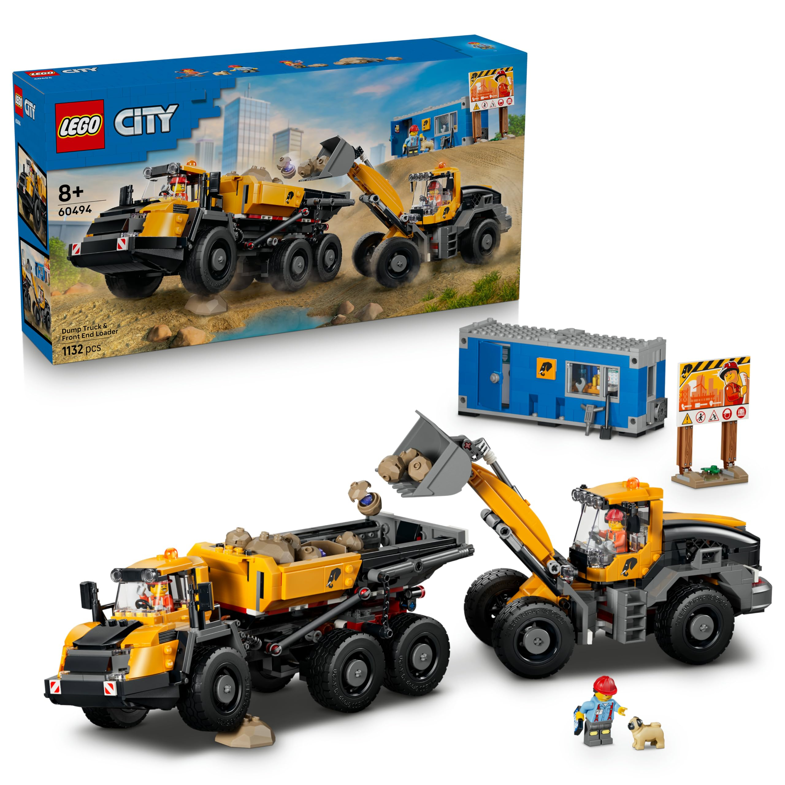 LEGO City Camión Volquete y Cargadora Frontal de Juguete 60494
