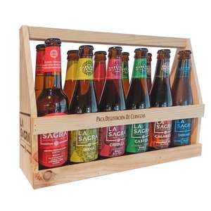 La Sagra - Cesta de madera de cervezas - Cesta de 12 botellas de 330 ml- Total: 3960 ml
