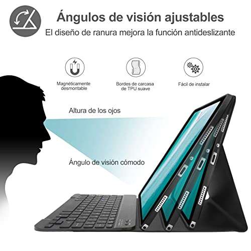 Funda Teclado para Samsung Galaxy Tab A7 10.4" 2022/2020, Español, Inalámbrico Extraíble Magnético